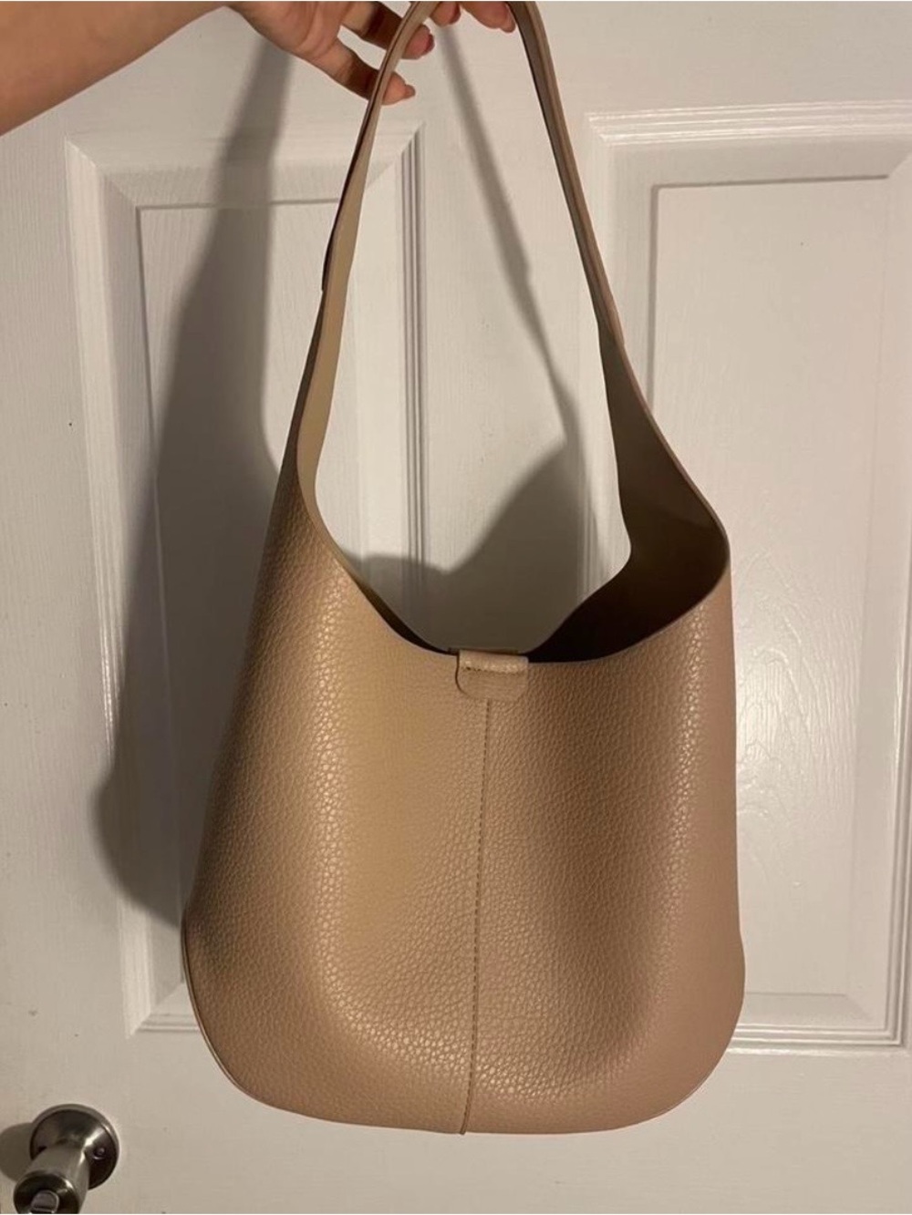 Nordstrom Beige Pebbled Leather Shoulder Hobo